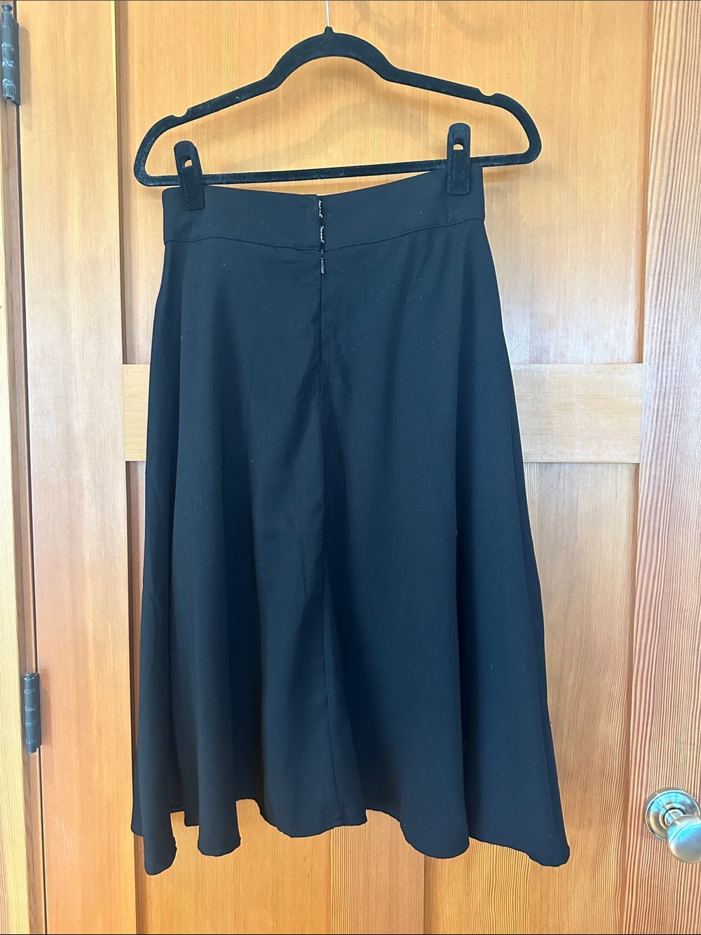 Unique Vintage Black A-Line Midi Skirt - Picture 3 of 5